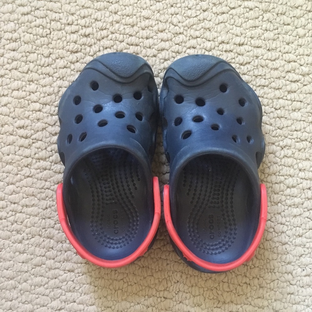 Blue and Red Classic Crocs